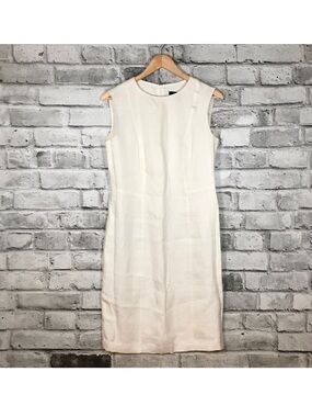 Louben White Lined Linen Viscose Blend Dress Size 10